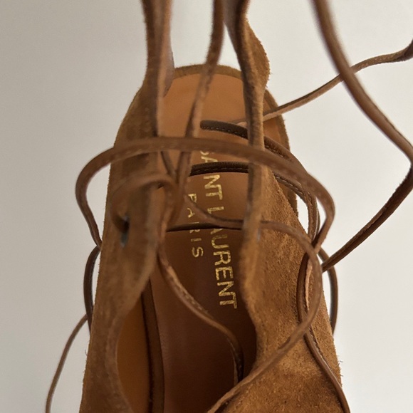 Yves Saint Laurent Tan Lace-Up Over the Knee Boots - Picture 5 of 14